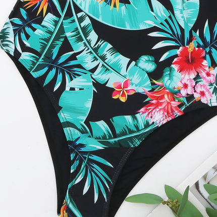 Multicolor Printing Deep V Big Chest Halter Backless One Piece Swimsuit