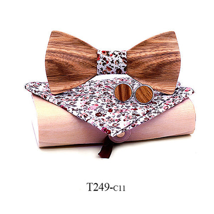 Zebra wood wooden bow tie