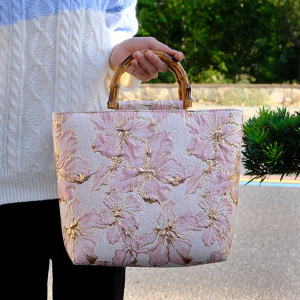 Women's Light Blue Bronzing Flower Canvas Bag
