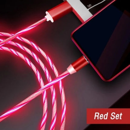 Compatible with Apple, Flowing Ligh Magnetic Streamer Data Line Cable for Iphone Android Typec