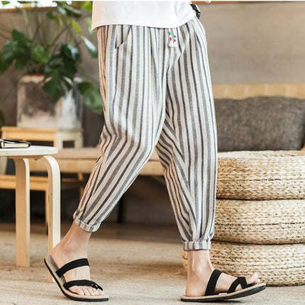 Chinese Style New Cotton And Linen Large Size Casual Youth Feet Japanese Men's Pants