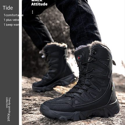 Snow Boots Cotton Boots Winter High-top Fleece-lined Warm Slugged Bottom Lace-up