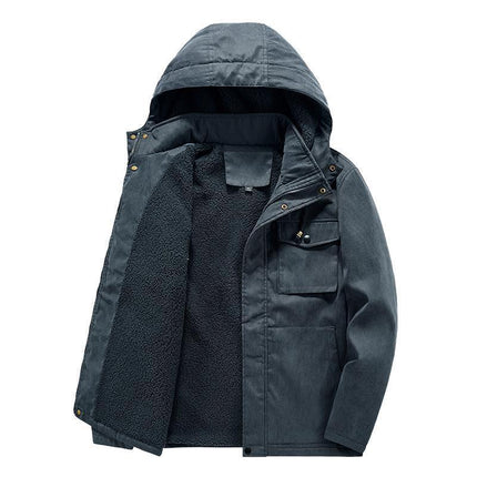 Thick Detachable Hat Lambswool Jacket