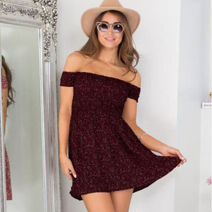 Small floral word shoulder wrap dress