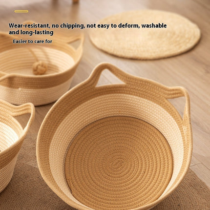 Coarse Linen Rattan Cat Nest Four Seasons Universal Bed Woven Cat Sleeping Mat