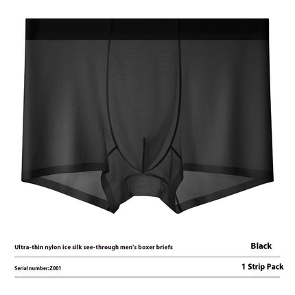Ultra-thin Cool Ice Silk Breathable Traceless Transparent Hair Exposed Sexy Boxer
