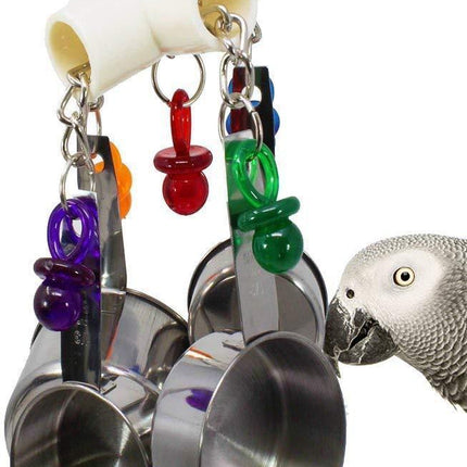 Parrot Bite Toy Stainless Steel Four-pot String