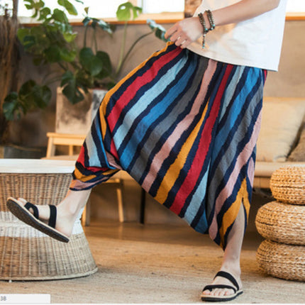 Striped Nepalese cropped trousers