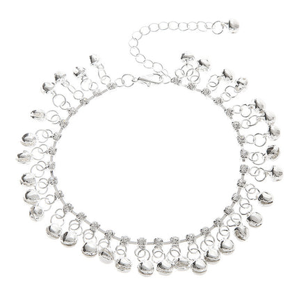 Hawaii Beach Ethnic Retro Gold Silver Alloy Bell Tassel Anklet