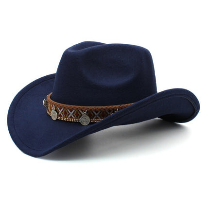 Pendant Casual Sun-proof Sun Protection Keeping Warm Boys And Girls Woolen Western Cowboy Hat