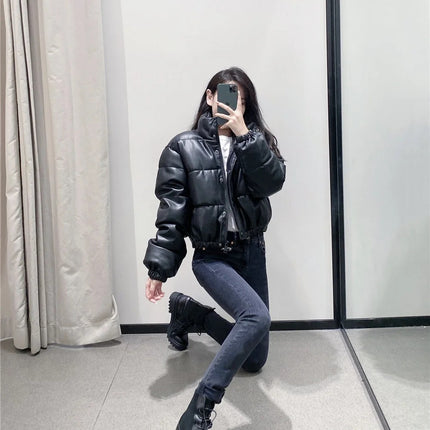 Faux leather cotton jacket