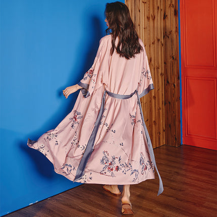 Spring And Autumn Long-sleeved Satin Ice Silk Chinese Style Ink Pajamas