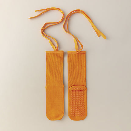 Women's Anti-slip Cross Lace-up Yoga Pilates Dance Dopamine Sports Wear Mid-calf Socks