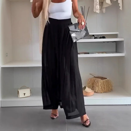 Women's Solid Color Casual Loose Pleated Skirt