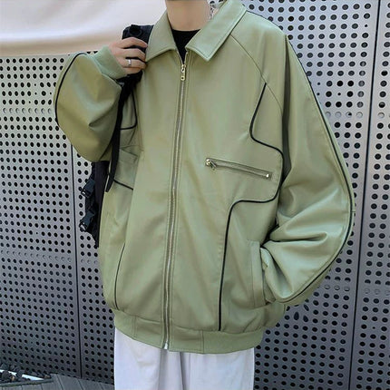 Spring And Autumn Leather Coat Men