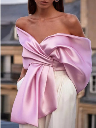 Women's INS Internet Hot Bow Cross Asymmetric Top