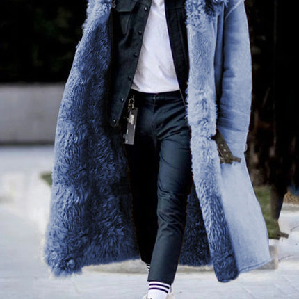 Autumn And Winter Long Thick Furry Coat Lapel Frosted Velvet Keeps Warm