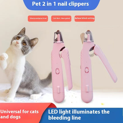 Pet Led Nail Clippers Type-c Rechargeable Nail Polish Scissors Two-in-one