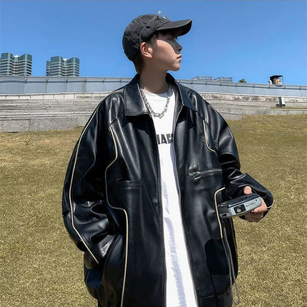 Spring And Autumn Leather Coat Men