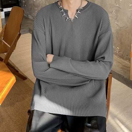 Plus Size Striped Texture Draping Solid Color