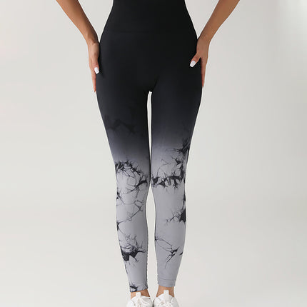 3 Pack Women's Tie Dye Gradient Color Yoga Sports Leggings, Ruched High Waist Workout Seamless Scrunch Booty Leggings Butt Lift Athletic Leggings Tummy Control Yoga Pants