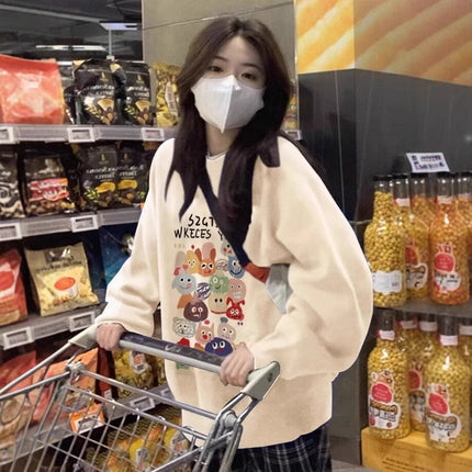 American Idle Style Loose Round Neck Sweater For Women