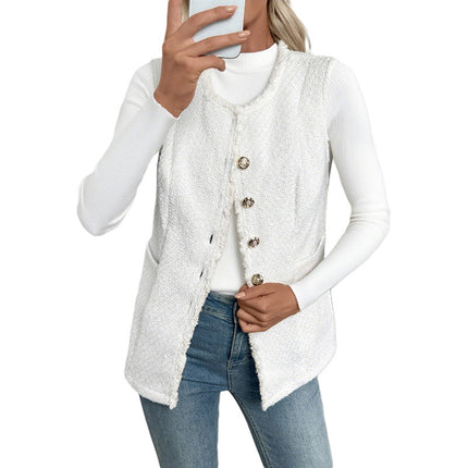 Solid Color High Class Elegant Elegant Cardigan Vest Coat For Women