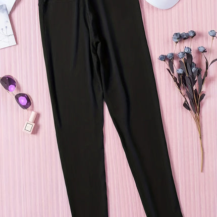 Plus Size Burnt Flower Solid Color Bottom Women's Pants