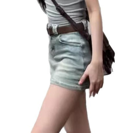 Women's Retro Denim A- Line Skirt Slimming