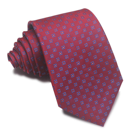 8CM Polyester Jacquard Striped Tie Men's Business Formal Red Black Blue