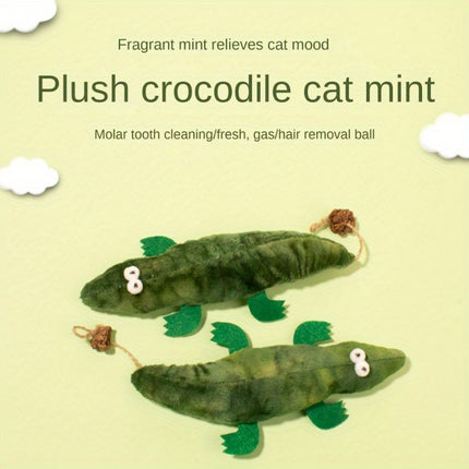 Plush Alligator Catnip Toy Durable Plant Based Cat Toy With A Peppermint Scent For Oral Cleansing And Stress Relief
