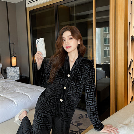 New Gold Velvet Pajamas Women's Suit