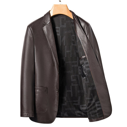 Spring Business Casual Men's Leather Coat