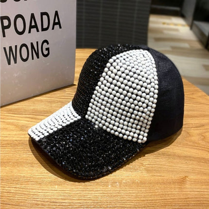 Korean Style Dual-color Patchwork Diamond Cap Shiny
