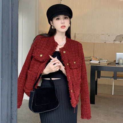 Plus Size Red Quilted Design Sense Padded Top Coat