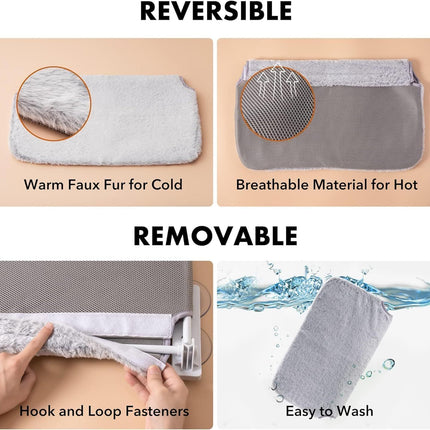 MEWOOFUN Large Cat Window Perch - Foldable 60x30cm Hammock With 18kg Suction Cups & Washable Cover For Indoor Cats Grey