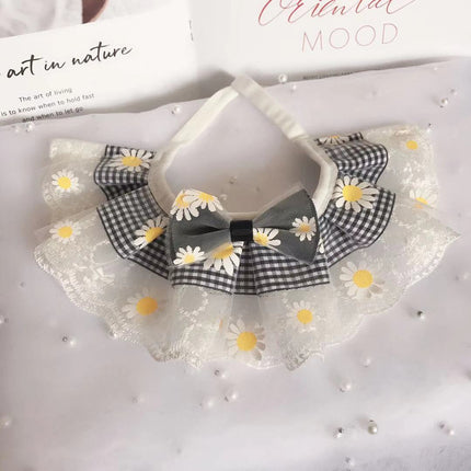 Cute Pet Lace Trim Scarf Saliva Towel