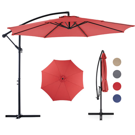 9.8FT Offset Patio Umbrella Hanging Cantilever Umbrella Outdoor Sun Shade With Easy Tilt Adjustment, 8 Ribs, UV Protection For Backyard, Lawn