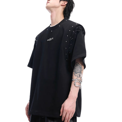 Niche Deconstruction Lace-up Cutout Short Sleeve