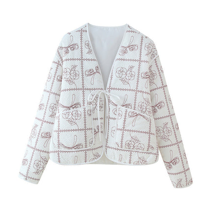 Retro Texture Printed Cotton-padded Jacket Coat