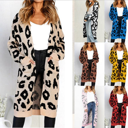 Color Leopard Print Polka Dot Loose Sweater Coat