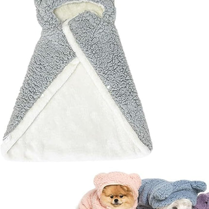 Teddy Bear Pet Cape Blanket With Hood, Polar Fleece Dog Cape Blanket Costume, Winter Snuggie For Dogs Cats