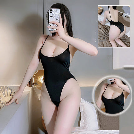 Crotch Free High Fork One Piece Swimsuit Thin Transparent