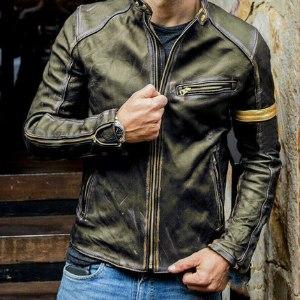 Punk men's motorcycle leather jacket