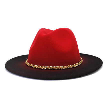 Painted Woolen Fedora British Ladies Broad-brimmed Hat