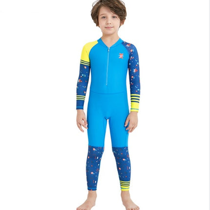 Children's quick-drying diving suit girls boys conjoined long-sleeved snorkeling suit swimwear size children's swimwear sunscreen swimsuit