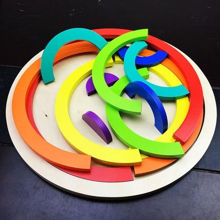 Jigsaw Puzzle Large 12-piece Arch Bridge Rainbow Building Blocks Early Childhood Education Toys