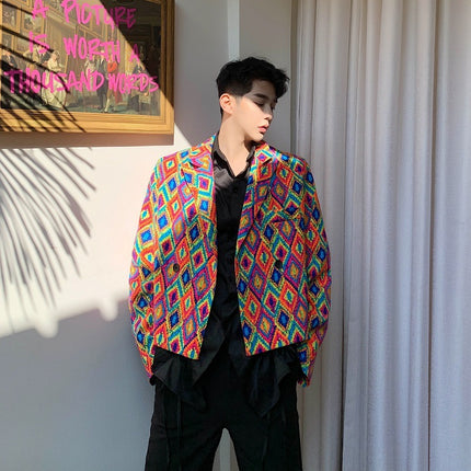 Men's And Women's Fashion Limited Retro Trend Suit Oil Painting Color Ins Coat