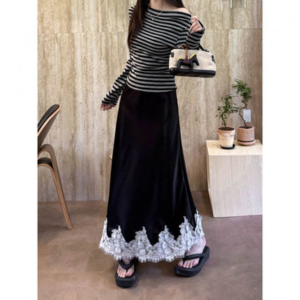 Spring And Summer Lace Acetate Satin Fishtail Skirt For Women