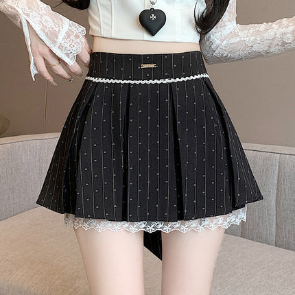 College Style Bow Polka Dot Suit Pleated Skirt
